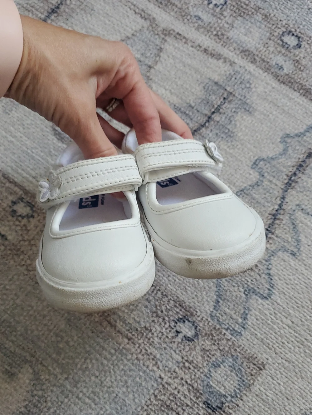 Keds Baby Girls Mary Jane Ella White Leather Sneakers Sz5